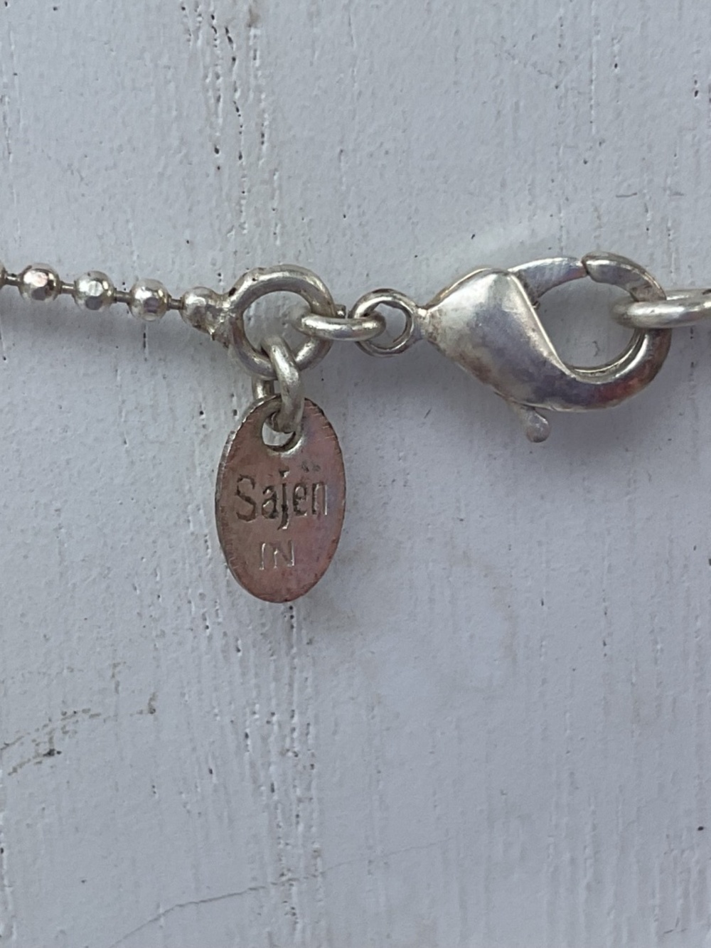 Sajen teardrop necklace pink stone with glitter sterling silver setting 18” - Picture 7 of 11